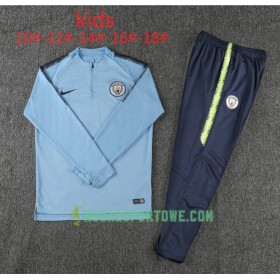 Manchester City Dziecięcy Komplet Bluzy Treningowe Niebieski 2018/19